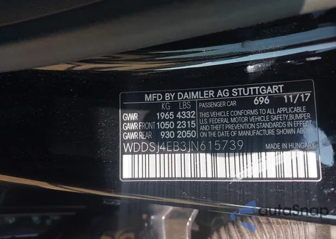 2018 Mercedes-Benz Cla 250 from USA, damaged, VIN WDDSJ4EB3JN615739
